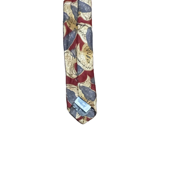 Robert Talbott Mens‎ Tie Burgundy Gray Yellow Geometric Pattern Silk 59.5X3.75 - Picture 5 of 5